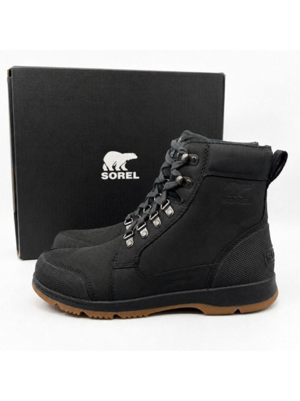 SOREL Ankeny II Mid WP Insulated Mens 10 Tobacco Black Waterproof Boots
